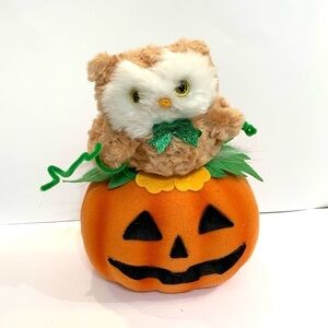 2008 Avon Halloween Fiber Optic Owl on Jack O Lantern Tested Decor WORKS!